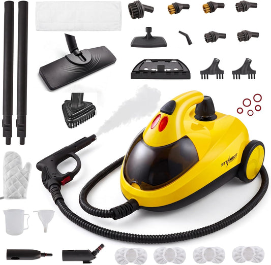 STEAMBOT® Heavy Duty Steam Cleaner with 2L Large Water Tank, 28-in-1 Multipurpose steam cleaner for home, High Temperature Deep Cleaning for Grout, Floor, Tile, Oven, Car, Window&Kitchen，no chemical