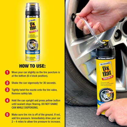 Fix-A-Flat S60420 Aerosol Emergency Flat Tire Repair and Inflator, for Standard Tires, Eco-Friendly Formula, Universal Fit for All Cars, 16 oz. (Pack of 1)