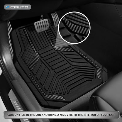 PIC AUTO Heavy Duty Rubber Floor Mats, Purple Aluminum Film Car Mats Set, Front and Rear Car Mats with Anti-Slip Backing, All Weather Protection, Trim-to-Fit for Automotive SUV, Sedan, Van