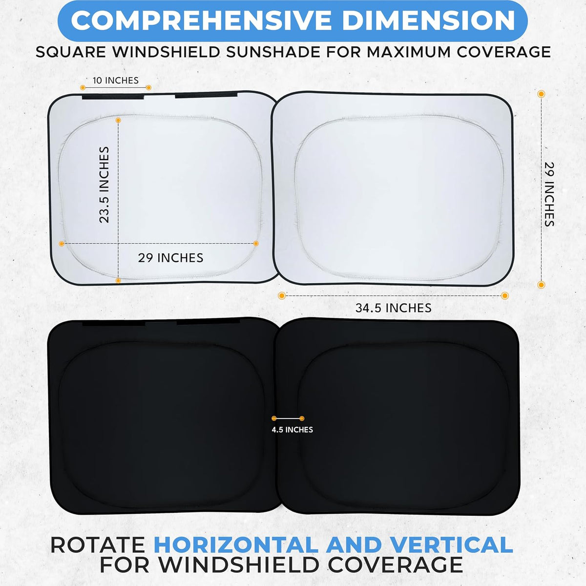 Autovir Car Windshield Sun Shade Foldable | Front Windshield Shade for Sun, Heat and UV Rays | Sunshade for Car Front Window and Interior Sun Protection | Medium (28 x 31 inches)