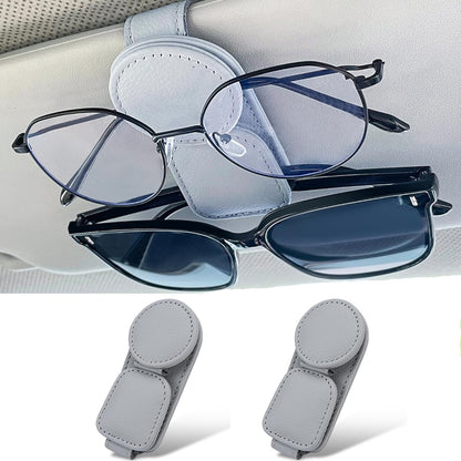 KIWEN Sunglasses Holder for Car Visor, Magnetic Leather Sunglass Eyeglass Hanger Clip for Car Sun Visor Accessories (1, Black)