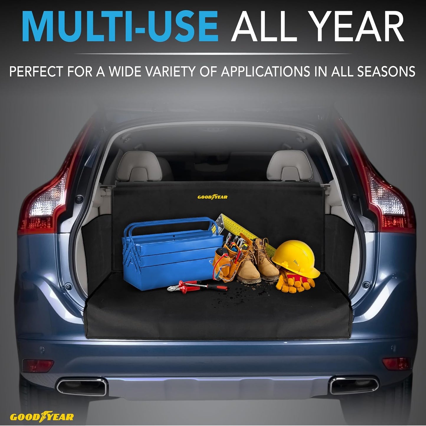 GOODYEAR Water Resistant SUV Cargo Cover Heavy-Duty Trunk Protector for Dogs, Durable Liner with Side Walls, Pet Mat, Large Size