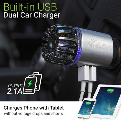 Car Air Purifier Ionizer - 12V Plug-in Ionic Anti-Microbial Car Deodorizer with Dual USB Charger - Smoke Smell, Pet and Food Odors, Allergens, Viruses Eliminator for Car (Matte Black)