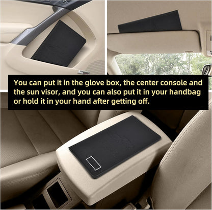 Premium Car Registration & Insurance Card Holder with Magnetic Closure & Clear Pockets, Glove Box Organizer for Documents, Driver's License (Reticulated black)