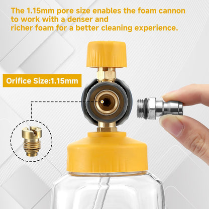 Pressure Washer Foam Cannon Gun Kit with Dual Connector Accessory, Foam Blaster for Car Washing, Double Tip Attachment & 5 Nozzle Tips, 1/4" Quick Connect, 4000 PSI