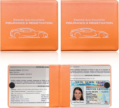 Ziciner Car Registration Insurance Holder, 2Pack Essential Auto Card Document Glove Box Organizer with Touch Fastener, Vehicle Interior Accessories Perfect for Most Car, Truck, SUV (Red/Small Car)