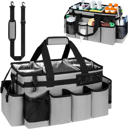 Cleaning Caddy Bag, Cleaning Supplies Organizer for Housekeepers, Housekeeping Caddy with Handle and Detachable Padded Cushion, Black