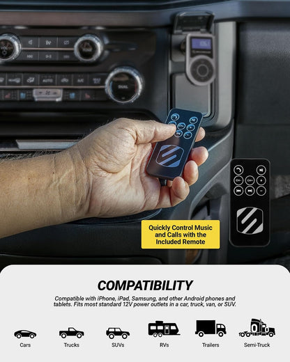 Scosche BTFM9 FM Bluetooth Transmitter Car, Dual 12W USB-C and USB-A Charging Ports, Fast Type C Car Charger, Wireless Radio Bluetooth Adapter, Hands-Free Kit for Calls, Siri and Google Assistant