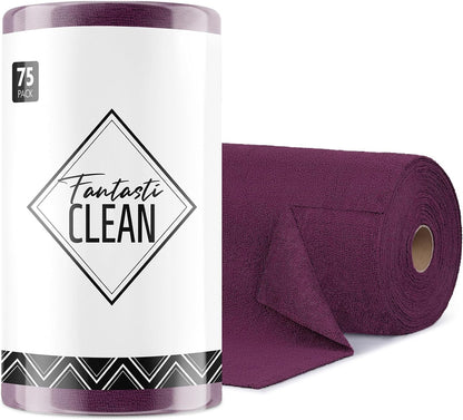 Fantasticlean Microfiber Cleaning Cloth Roll -75 Pack, Tear Away Microfiber Towels, 12" x 12", Reusable, Washable, Scratch Free, Ultra Absorbent for All-Around Cleaning Supplies (DimGray)