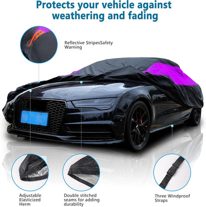 MORNYRAY Waterproof Car Cover All Weather Snowproof UV Protection Windproof Outdoor Full car Cover, Universal Fit for Sedan (Fit Sedan Length 194-206 inch, Blue)