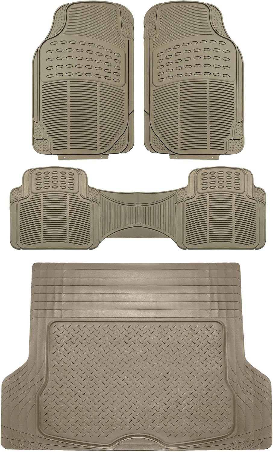 FH Group Automotive Floor Mats Solid ClimaProof for all weather protection Universal Fit Trimmable Heavy Duty fits most Cars, SUVs, and Trucks, 3pc Full Set Black