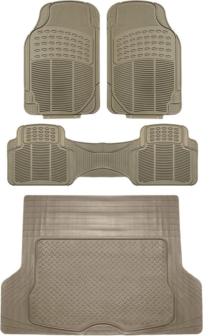 FH Group Automotive Floor Mats Solid ClimaProof for all weather protection Universal Fit Trimmable Heavy Duty fits most Cars, SUVs, and Trucks, 3pc Full Set Black