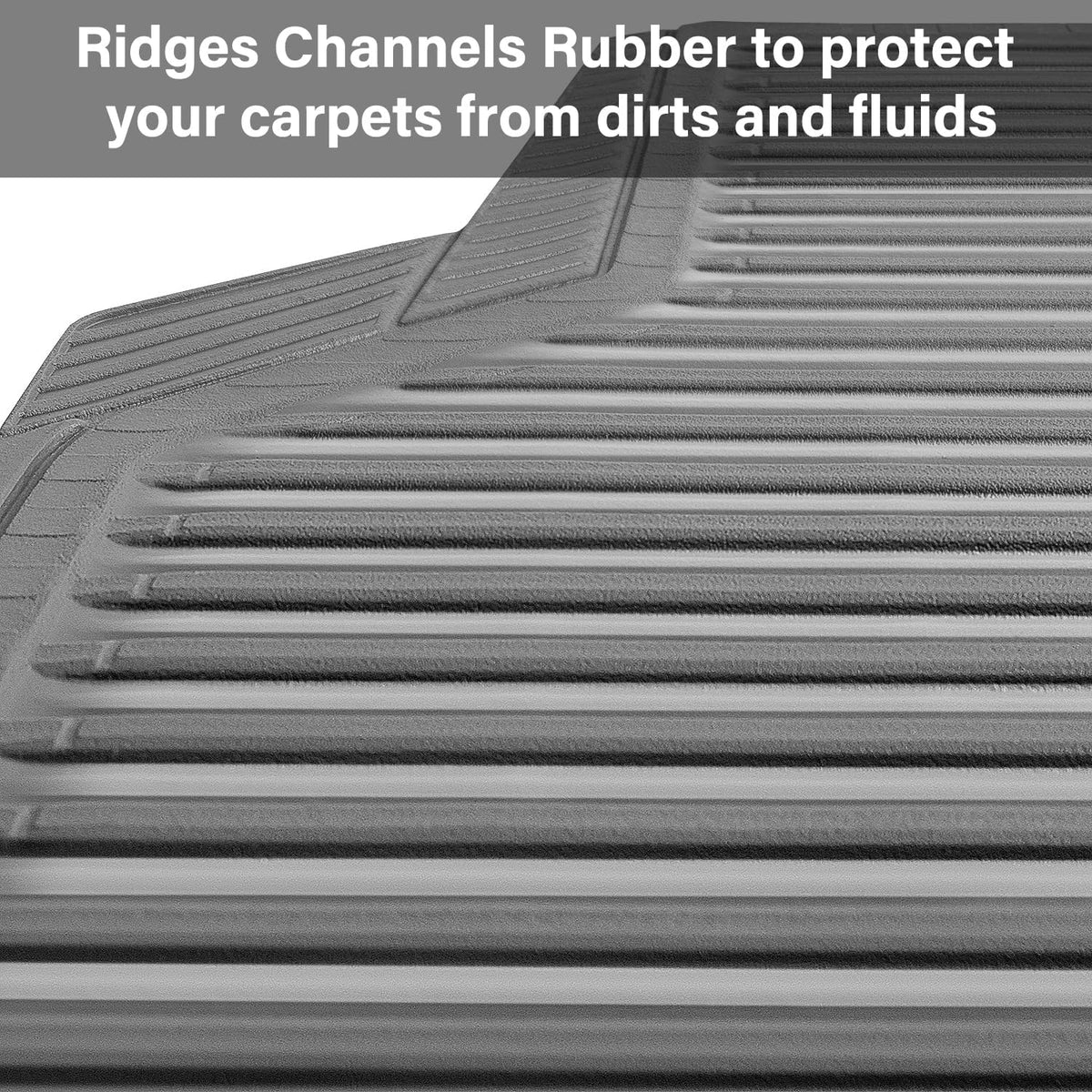 CAR PASS Rubber Floor Mats, All Weather Full Set 4-Piece, Waterproof Automotive Mats Trim to Fit Most Cars Sedans SUVs Vans, Heavy Duty Anti-Slip Easy Clean, All Black
