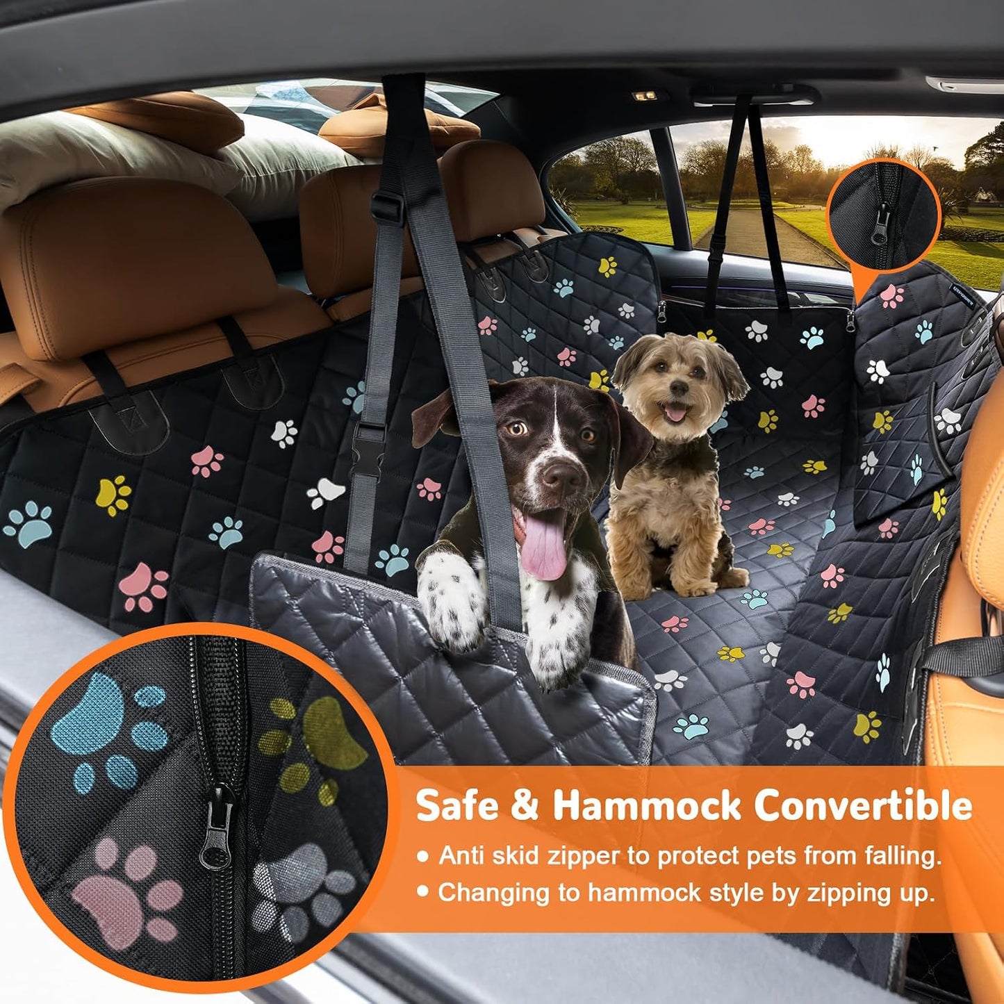 URPOWER Dog Car Seat Cover for Pets 100% Waterproof Seat Cover Hammock 600D Heavy Duty Scratch Proof Nonslip Durable Soft Back Seat Covers for Cars and SUVs