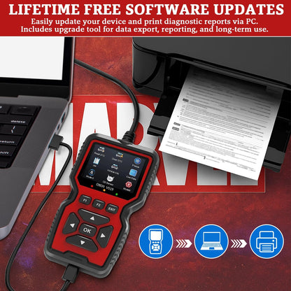 Professional OBD2 V519 Scanner - 2026 Upgraded OBDII + CAN Code Reader, Live Data, Battery Test, 40000+ DTC Library, I/M Readiness, Check Engine Light & Smog Test - All Vehicles After 1996