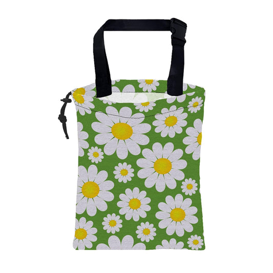 Car Garbage Bag Colorful Floral Spring Daisy Drawstring Car Trash Bag Hanging for Back Seat with Adjustable Buckle Canvas Vehicle Trash Can Easy-to-Install