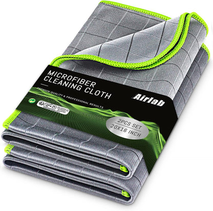 Airlab Microfiber Towels for Cars Wash Drying Thick Plush Cleaning Cloth Auto Detailing Super Absorbent for Interior & Exterior Lint Free, Streak Free, 16" X 16", 800 GSM, Pack of 4