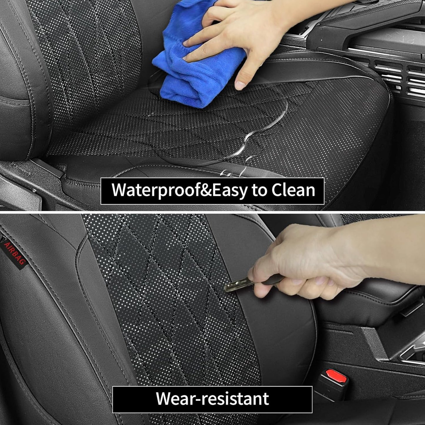 EKR Tacoma Car Seat Covers Custom Fit for Toyota Tacoma (Petrol) 2024 2025 2026 DoubleCab/CrewCab SR/SR5/TRD Sport/TRD Off-Road/Limited -Truck Seat Covers Full Set,Faux Leather(Black)
