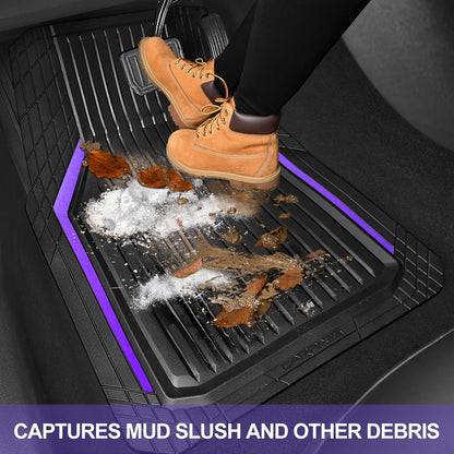 CAR PASS Heavy Duty Rubber Floor Mats for Car, Waterproof Liner Deep Dish Car Mats Full Sets, Universal Trim to Fit for SUV Truck Sedans Vans, All Weather Automotive Floor Mats 3pcs, Solid Black