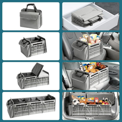 Car Trunk Organizer,Heavy Duty Collapsible 95 L Capacity Car Trunk Storage Organizer,Multi-Compartment Pockets, Adjustable Straps - Ideal for Travel, Camping, Shopping,Perfect for SUV, Truck, Sedan