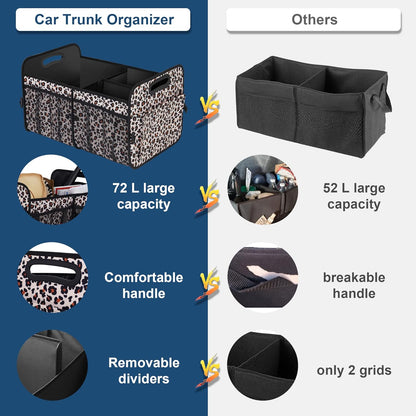 Femuar Car Trunk Organizer with Large Capacity Waterproof Car Accessories for Women & Men, Collapsible Trunk Organizer for Suv/Jeep/Sedan,Tools (Black, Standard)