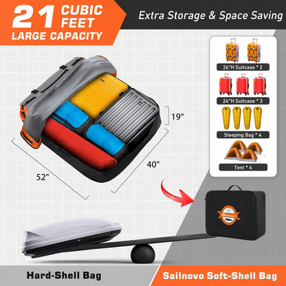 Sailnovo Rooftop Cargo Carrier Bag 21 Cubic, 1000D PVC Waterproof Vehicle Soft-Shell Carrier for Cars with/Without Roof Rack, Car Roof Storage Includes Anti-Slip Mat,10 Reinforced Straps, 6 Door Hooks
