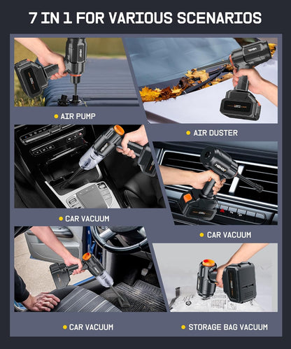 Car Vacuum Portable Cordless, High Power Suction & Blower, Handheld Vacuum Cleaner for Car, Home, Desktop, Keyboard,Birthday Gifts for Men Dad Husband(Jet Black)