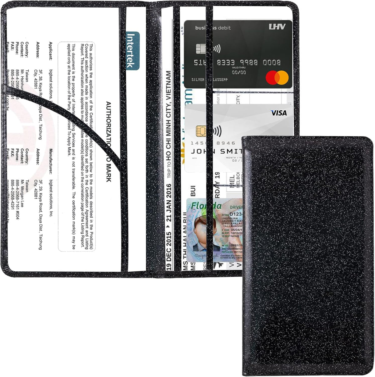 Car Registration and Insurance Holder Registration and Insurance Card Holder Car Essentials for Women Car Insurance and Registration Card Holder Men Pink Car Essentials (Bling Pink)