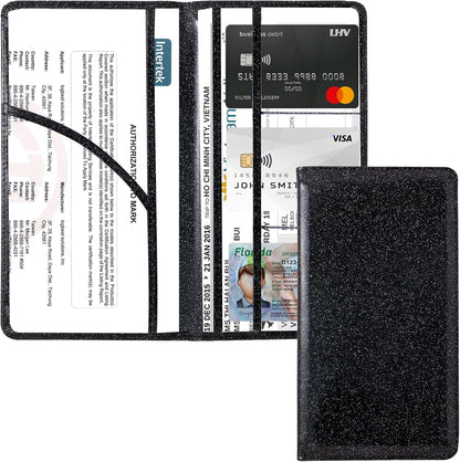 Car Registration and Insurance Holder Registration and Insurance Card Holder Car Essentials for Women Car Insurance and Registration Card Holder Men Pink Car Essentials (Bling Pink)