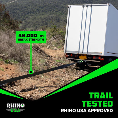 Rhino USA Recovery Tow Strap (3" x 20') - 31,518lb Break Strength - Emergency Recovery Strap Tow Rope for Truck, UTV, ATV & More - Heavy Duty Towing Strap for Offroad 4x4 Use - Compatible with Jeep