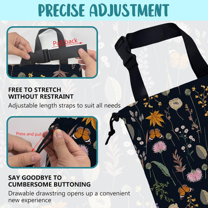 Car Garbage Bag Colorful Floral Spring Daisy Drawstring Car Trash Bag Hanging for Back Seat with Adjustable Buckle Canvas Vehicle Trash Can Easy-to-Install