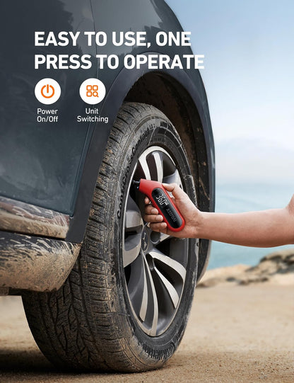 AstroAI Digital Tire Pressure Gauge 3-300PSI Calibrated to ANSI B40.7 Grade 2A (0.5%), Backlight and Flashlight, Presta Valve Adaptor Included, 4 Units, AAA Batteries, Orange