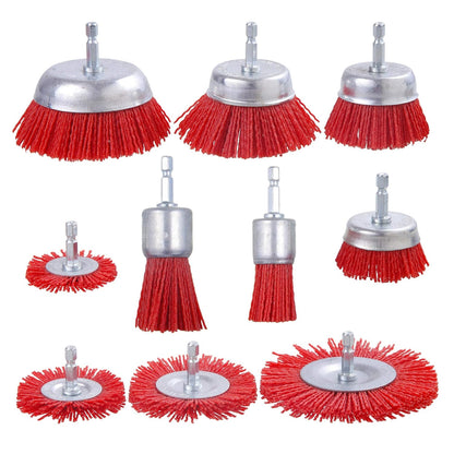 Rocaris 9 Pack Nylon Filament Abrasive Wire Brush Wheel & Cup Brush Set with 1/4 Inch Hex Shank, for Removal of Rust/Corrosion/Paint - 80 Grit, 120 Grit, 240 Grit