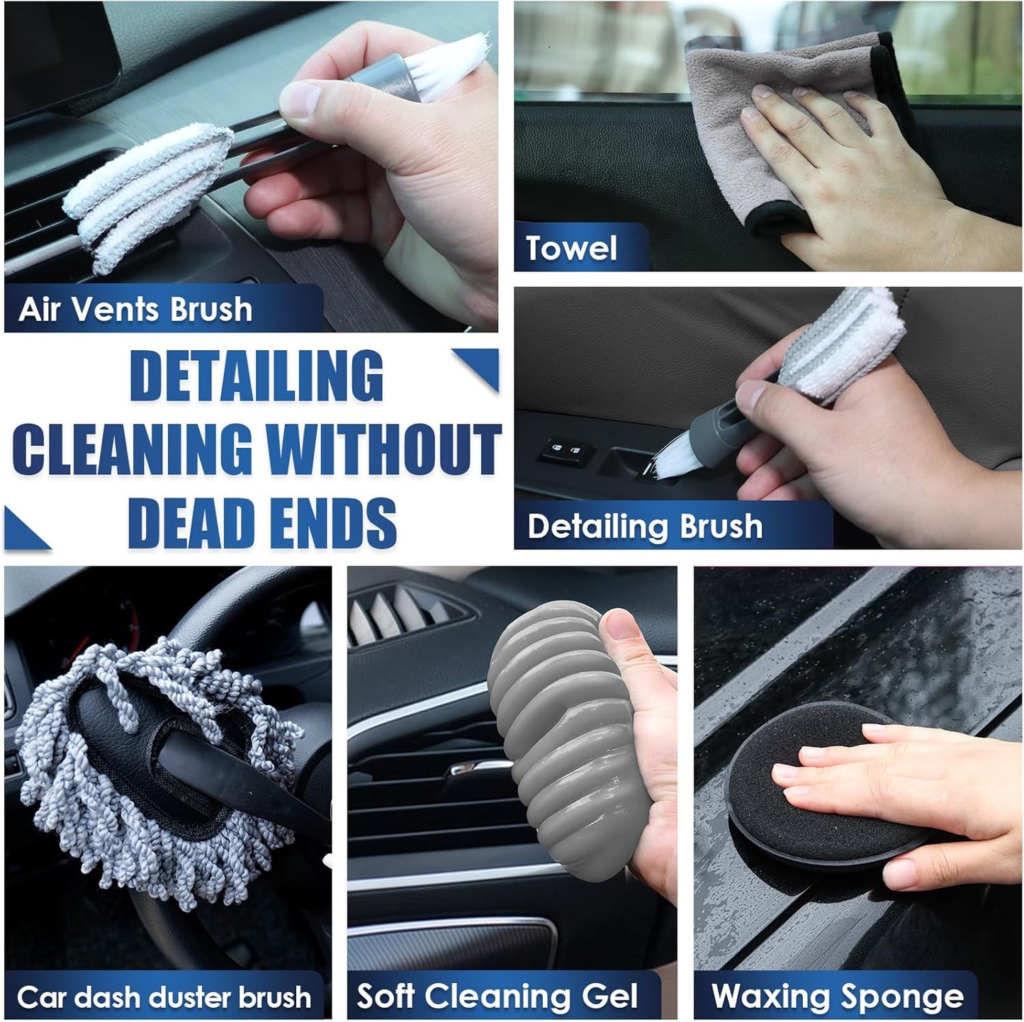 17pcs Car Cleaning Kit, Pink Car Interior Detailing Kit with High Power Handheld Vacuum, Detailing Brush Set, Windshield Cleaner, Cleaning Gel, Complete Auto Accessories for Women Gift