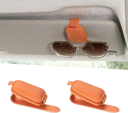 Yuoyar Magnetic Leather Sunglasses Holder for Car, 2 Packs (Black) | Magnetic Car Visor Accessories