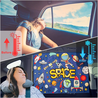 Car Window Shades, 2 PCS Magnetic Double Layer Auto Sun Shade for Side Windows Privacy Full Covers/Half Shade Options Back Car Window Curtains for Baby Protection