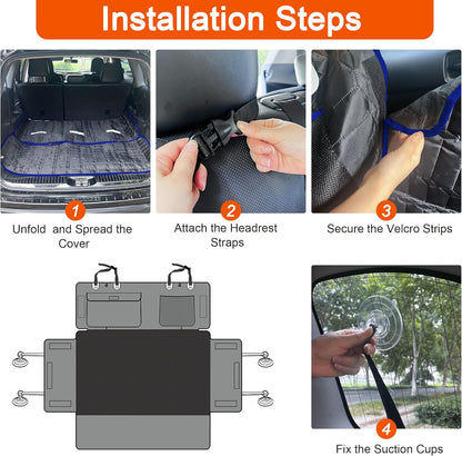 Reliadura SUV Cargo Liner for Dogs, Waterproof Dog Trunk Cover with Bumper Flap Protector, Pet Cargo Mat for SUVs Sedans Vans, Non-Slip Scratchproof Dog Seat Cover, Large Size Universal Fit