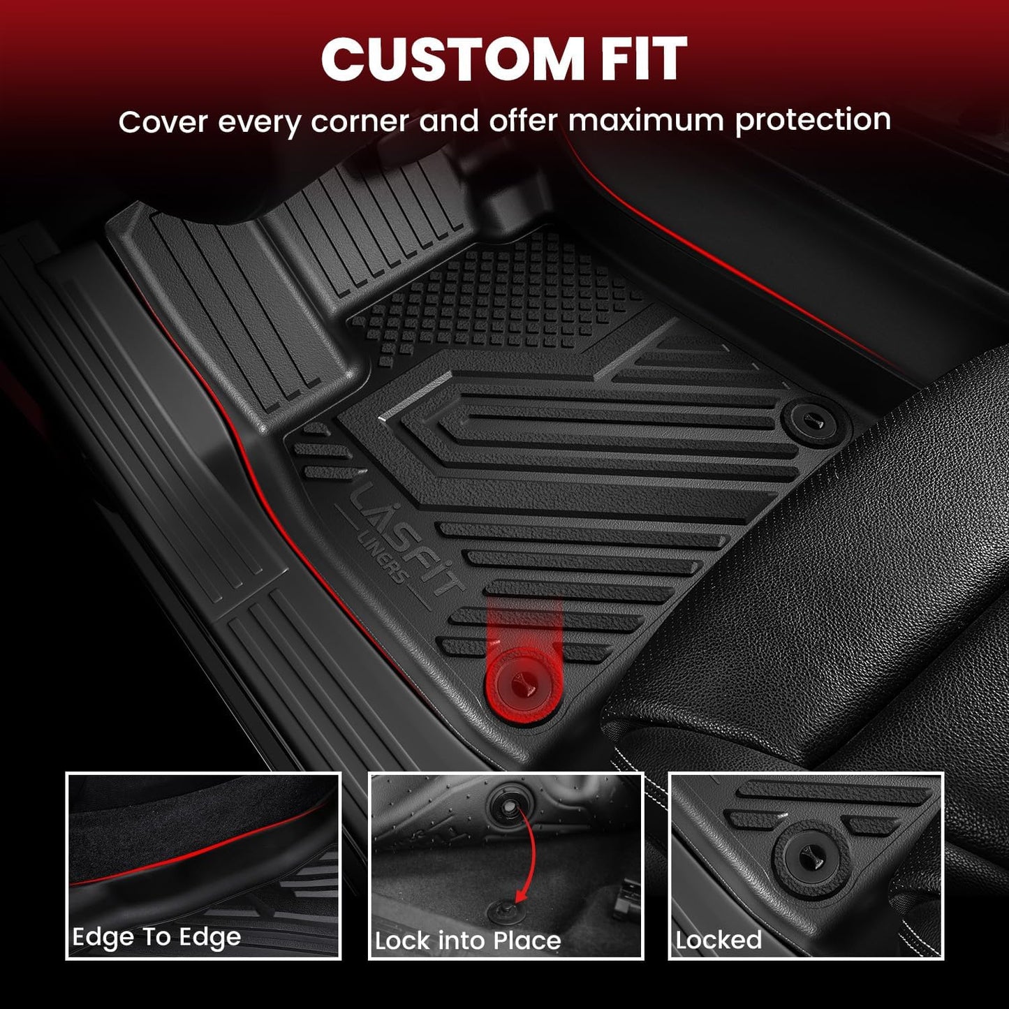 LASFIT Full Set Floor Mats for Honda CR-V 2026 2025 2024 2023 (Gasoline & Hybrid & e:FCEV), All Weather TPE Custom Fit Floor Liners 1st & 2nd Row & Seat Back Mat & Cargo Mat (Upper Position)