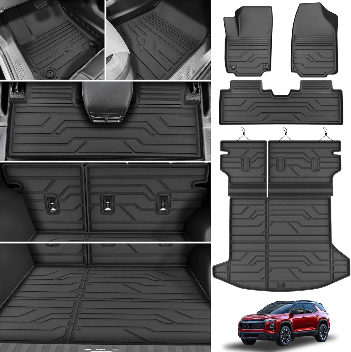 KARPAL Floor Mats for 2007-2013 Chevy Silverado & GMC Sierra 1500 Crew Cab / 2007-2014 2500/3500 HD(Footwell Coverage), All-Weather TPE Custom Fit Floor Liners Car Accessories