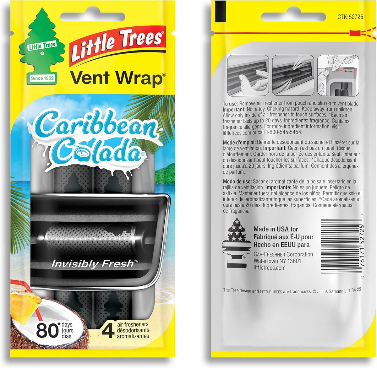 LITTLE TREES Car Air Freshener | Vent Wrap Provides Long Lasting Scent, Invisibly Fresh | New Car Scent, 16 Air Fresheners