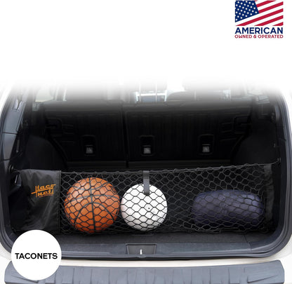 TacoNets Envelope Cargo Net for GMC Sierra & Chevy Silverado - Fits 2013-Current - Upgraded 5mm Bungee - Integrated Storage Bag - Heavy Duty Carabiners - Designed in USA