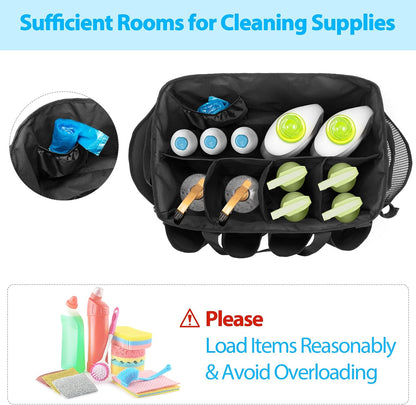 HODRANT Extra-Large Cleaning Caddy, Organizer with Handles for Cleaning Tools & Products Storage, Large Capacity Tote Bag for Car, Home & Housekeeping Work, Gray