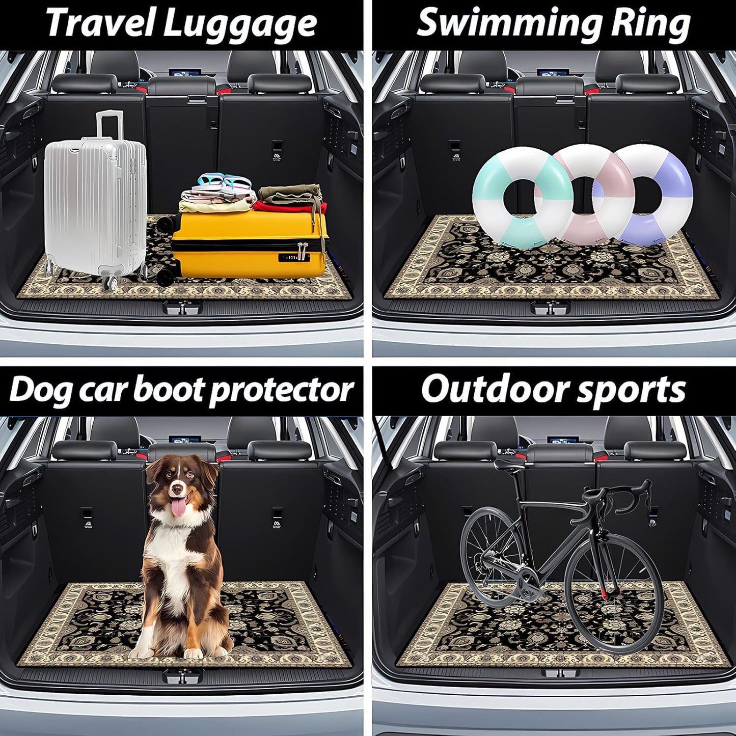 Universal Car Trunk Mat 29" x 39",Purple Colorful Flowers All Weather Trunk Protection Cargo Liner, Durable Cargo Mat Rear Trunk Liner,Stylish Vehicle Interior Accessories Suitable for Most Car Models