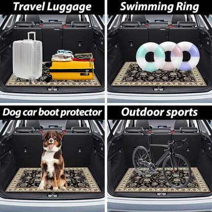 Universal Car Trunk Mat 29" x 39",Purple Colorful Flowers All Weather Trunk Protection Cargo Liner, Durable Cargo Mat Rear Trunk Liner,Stylish Vehicle Interior Accessories Suitable for Most Car Models