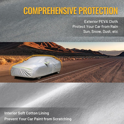 Favoto SUV Car Cover Waterproof All Weather 6 Layers Heavy Duty Car Cover for Automobiles Rain Sun Snow UV Protection with Inner Cotton Car Cover Outdoor Universal Fit for SUV (188-198 inch) Silver