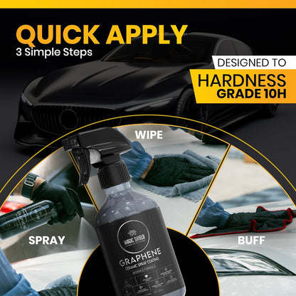 Magic Shield Graphene Ceramic Spray Coating - LAST SO LONG! Quick & Easy for Cars, Motorcycles, Boats & More - Professional-Grade Sealant for Maximum Gloss & Shine - Waterless Wash & Wax - 16oz Bottle