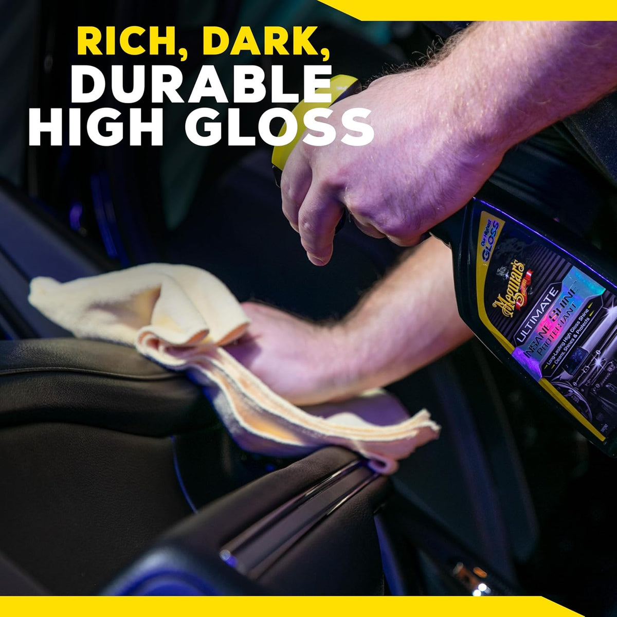 Meguiar's G220216 Ultimate Insane Shine Protectant, Car Cleaning Spray That Creates a Lasting and Glossy Shine, Auto Care Product Safe for Exterior and Interior Surfaces, 16 Oz