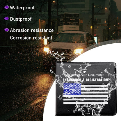 4 PCS Car Registration and Insurance Holder, Vehicle Glove Box Organizers with Closure for License Document, Auto Essential Paperwork Wallet Case Holder, Car Accessories (Black, Car Logo)