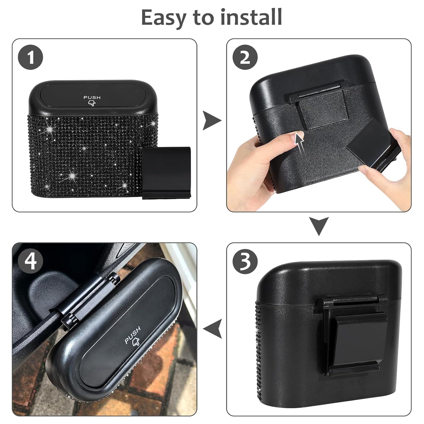 Accmor Car Trash Can with Lid, Leakproof Vehicle Garbage Organizer Holder Bin with 60 Pcs Trash Bags, Mini Auto Dustbin Interior Accessories Storage Container for SUV, Office, Home