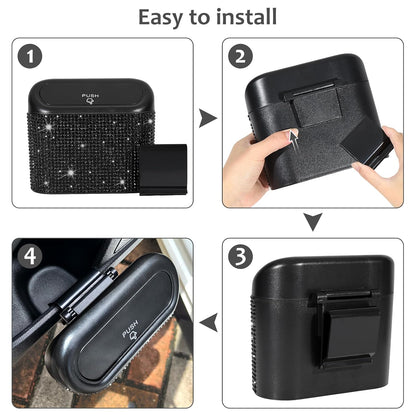 Accmor Car Trash Can with Lid, Leakproof Vehicle Garbage Organizer Holder Bin with 60 Pcs Trash Bags, Mini Auto Dustbin Interior Accessories Storage Container for SUV, Office, Home